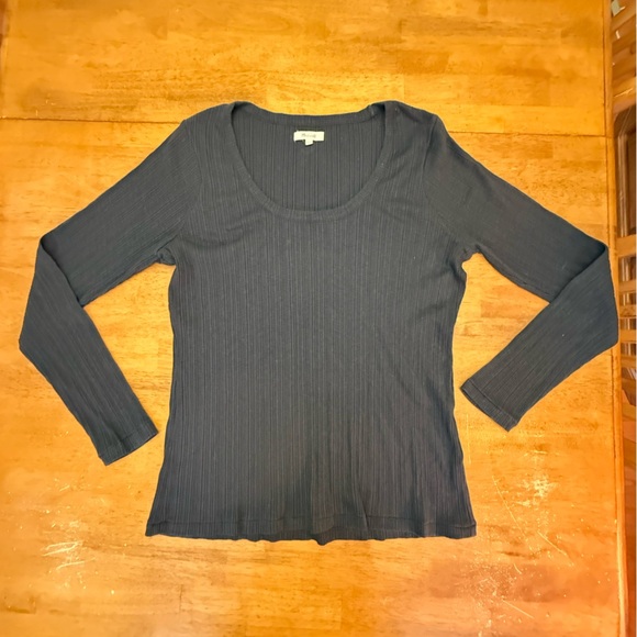 Madewell Black Ribbed Knit Top XXL - Picture 1 of 4